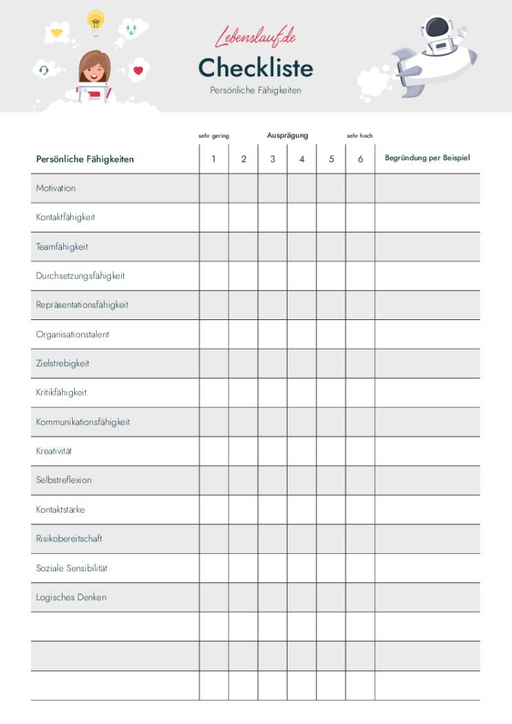 Checkliste zur Potentialanalyse