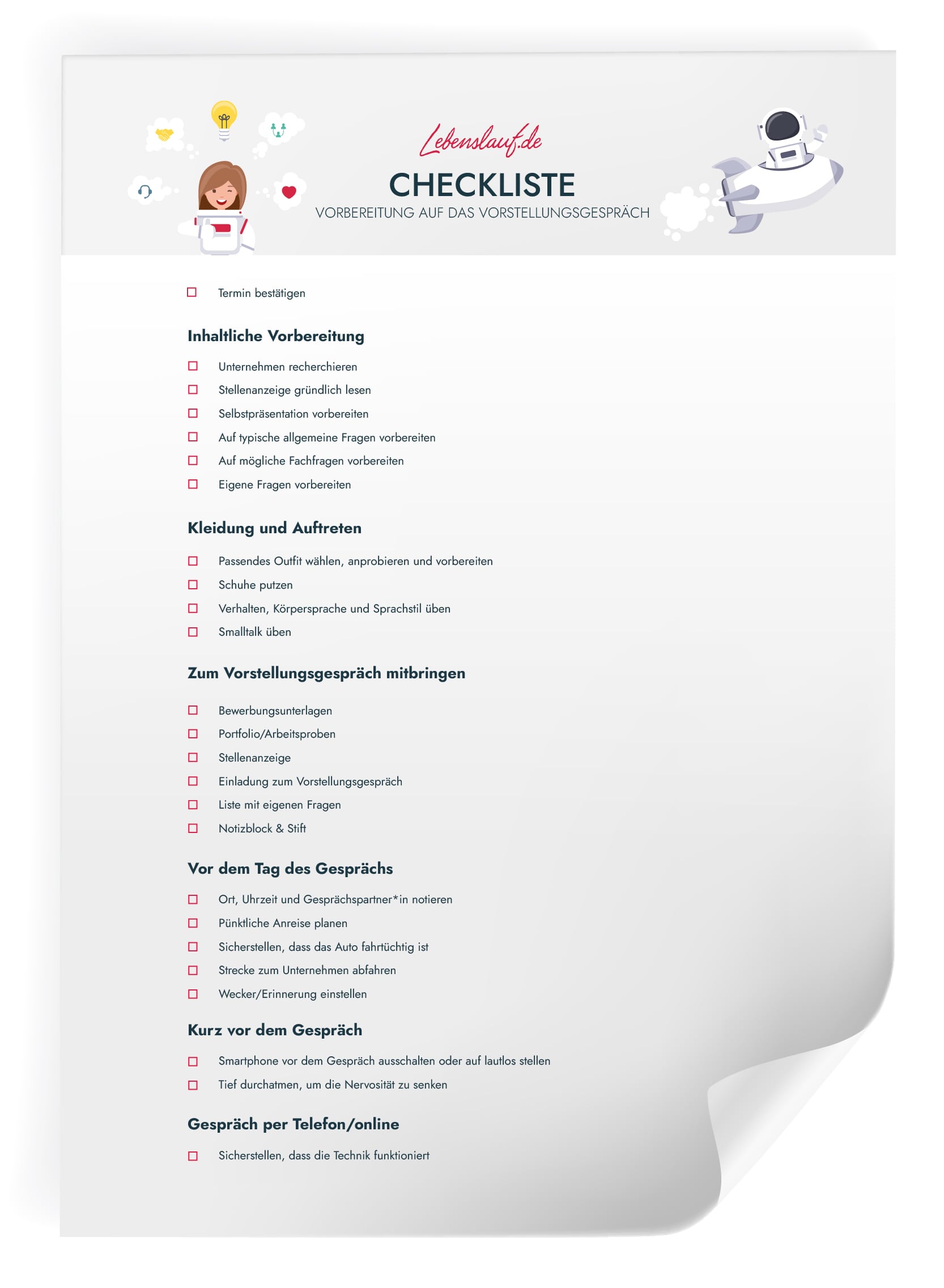 Checkliste Lebenslauf