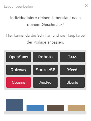 Screenshot des Lebenslauf.de Editors