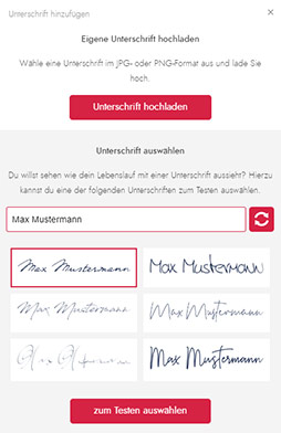 Screenshot des Lebenslauf.de Editors