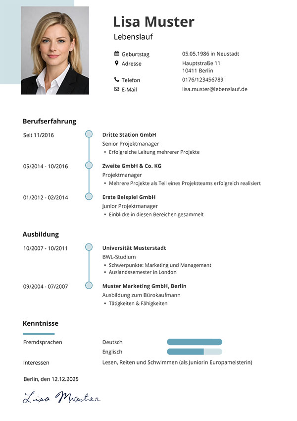 Lebenslauf Vorlage 2026 Neues Design Lebenslauf de